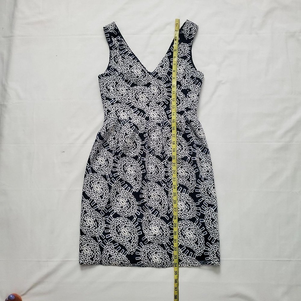 Shoshanna Women's Blue & White Geo Print Shear Floral Lace Mini Dress Size 0/ XS - Picture 14 of 14